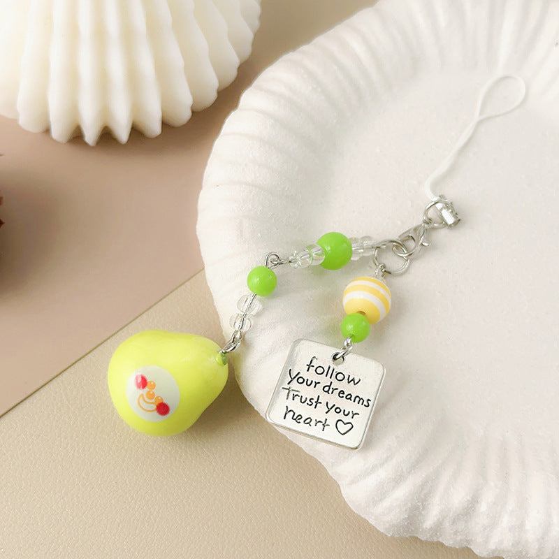 Happy Pear Fruit Keychain Charm - Green-1