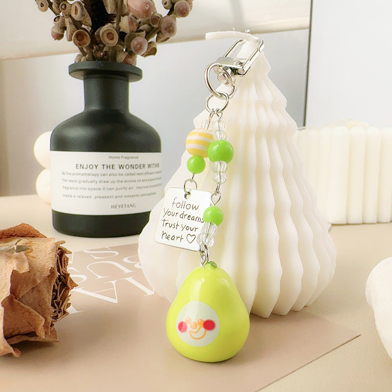 Happy Pear Fruit Keychain Charm - Green-2