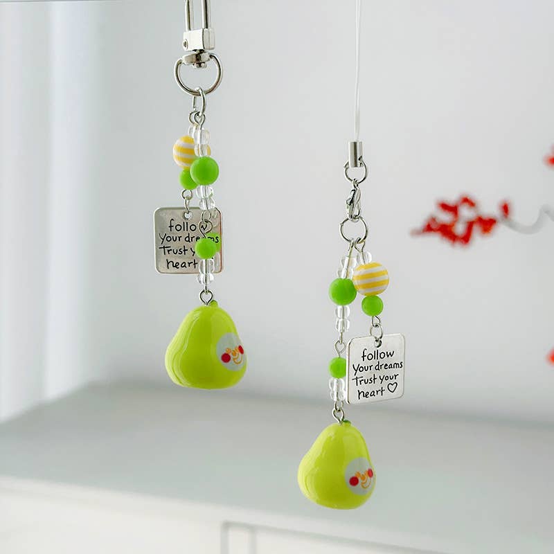 Happy Pear Fruit Keychain Charm