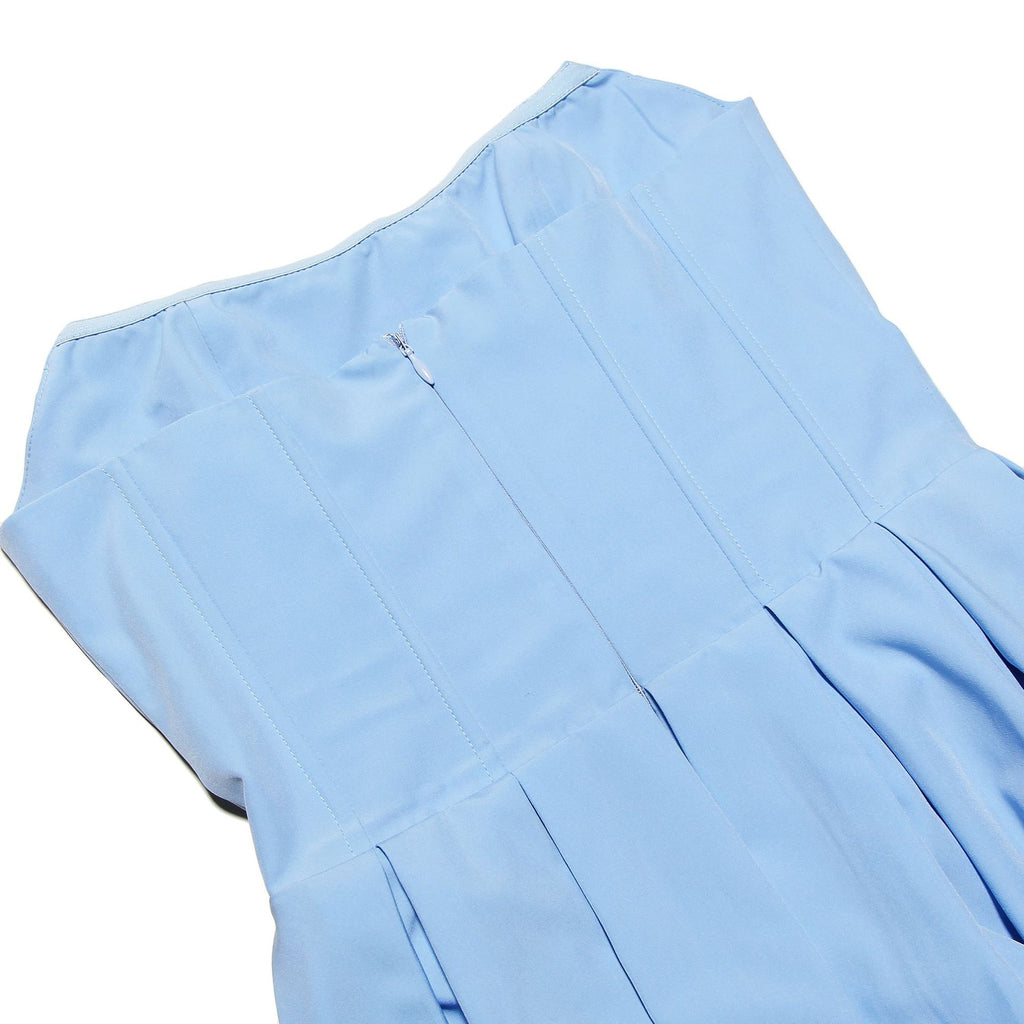 Corset Bodice Pleated Midi Occasion Dress - blue - 12