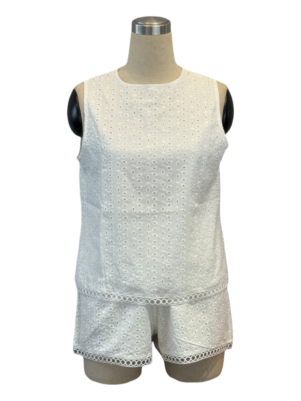 Textured Split Back Tank and Shorts Set - White