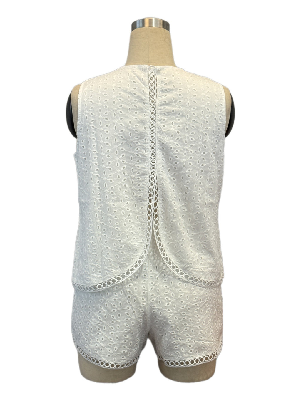 Textured Split Back Tank and Shorts Set - White - 3