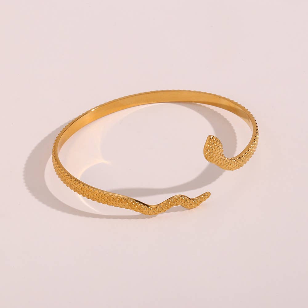 Textured Snake Wrap Open Cuff Bracelet