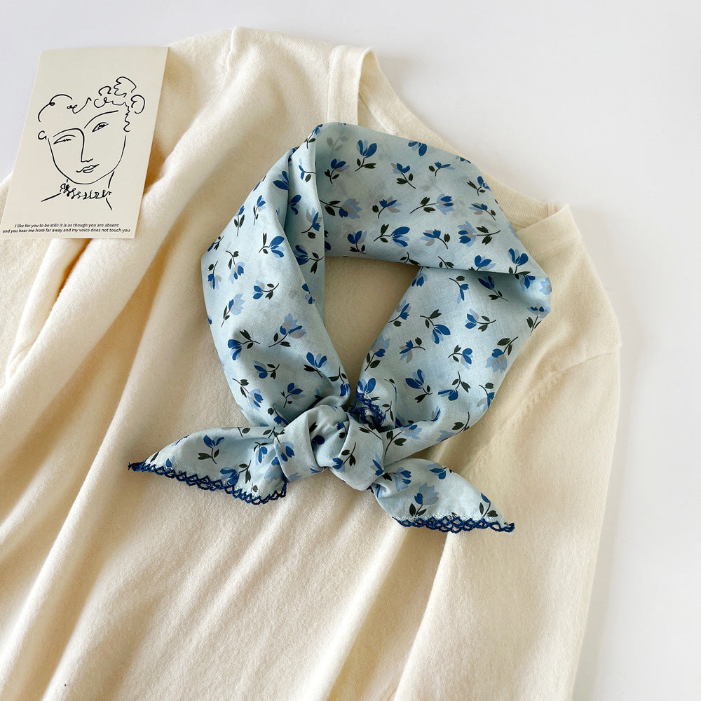Floral Print Square Neckerchief Scarf - NO-19