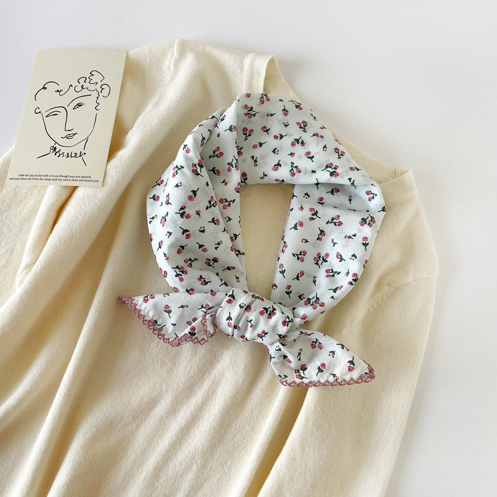 Floral Print Square Neckerchief Scarf - NO-23