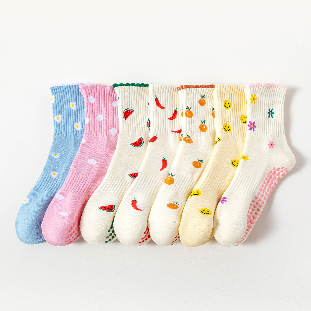 Fun Print Grip Socks with Ruffled Cuff - Watermelon - 2
