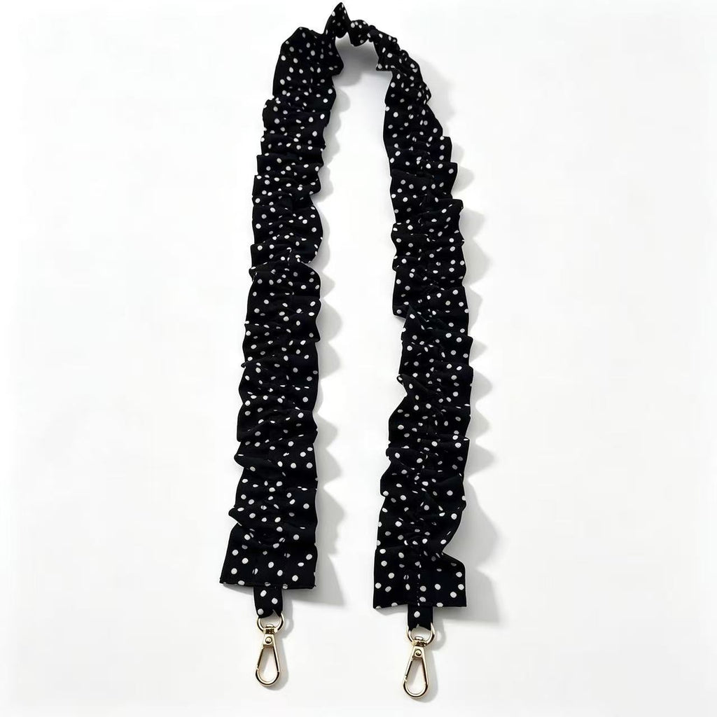 Ruffled Scrunchie Lanyard Strap with Swivel Clasps - BlackDot