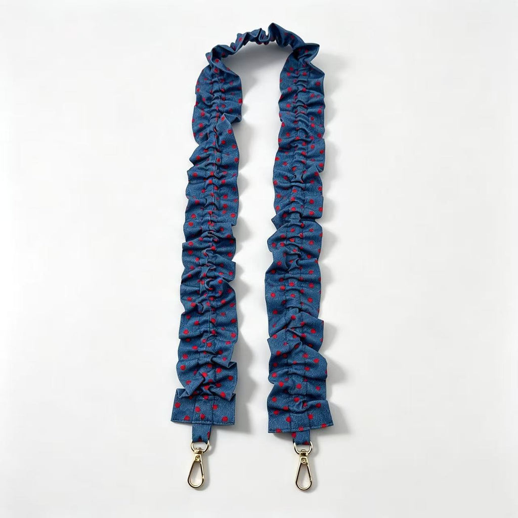 Ruffled Scrunchie Lanyard Strap with Swivel Clasps - DenimDot