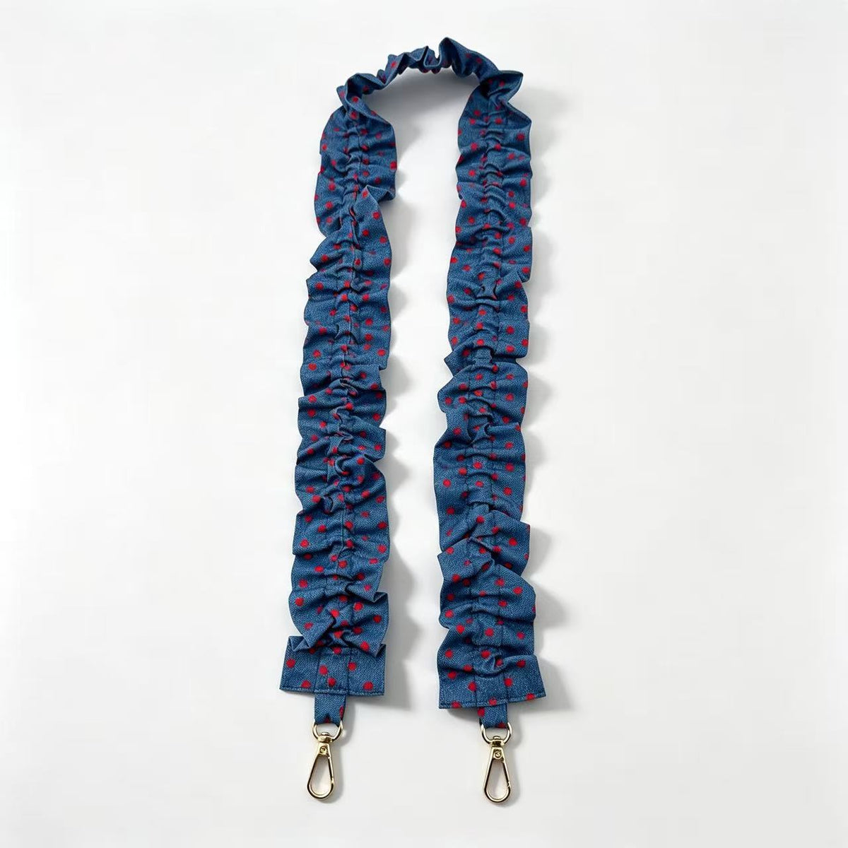 Ruffled Scrunchie Lanyard Strap with Swivel Clasps - DenimDot