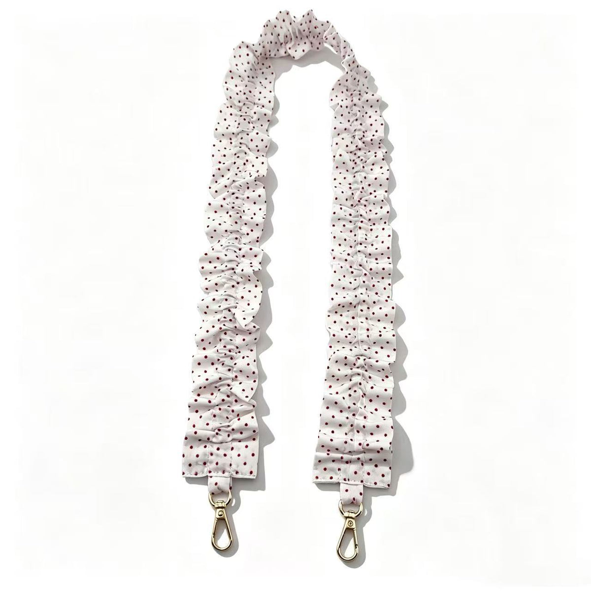 Ruffled Scrunchie Lanyard Strap with Swivel Clasps - Dots_R