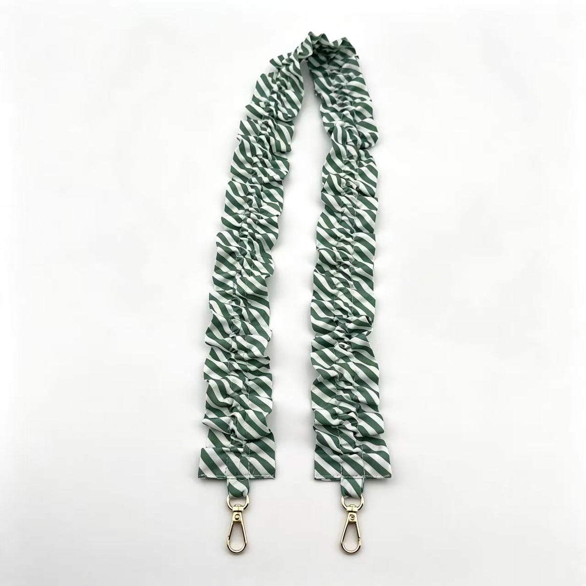 Ruffled Scrunchie Lanyard Strap with Swivel Clasps - Stripe