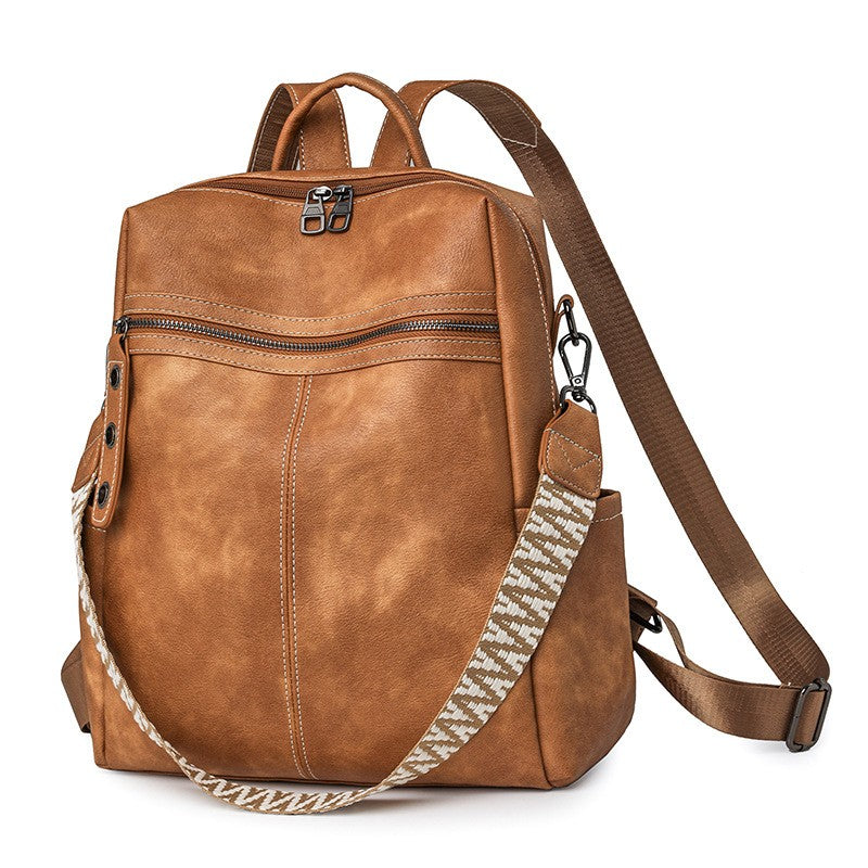 Distressed Faux Leather Guitar Strap Backpack
