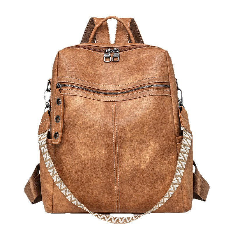Distressed Faux Leather Guitar Strap Backpack