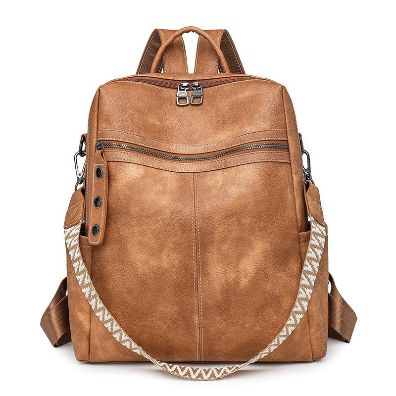 Distressed Faux Leather Guitar Strap Backpack