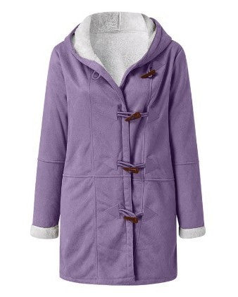 Sherpa Lined Toggle Hooded Longline Coat - Purple