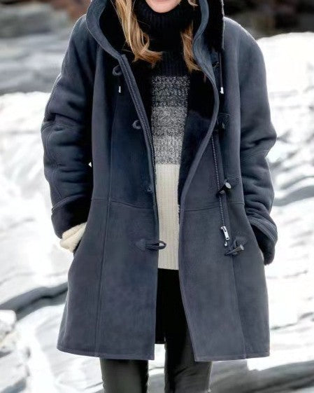 Sherpa Lined Toggle Hooded Longline Coat - TBlue