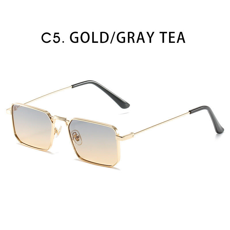 Slim Metal Rectangle Sunglasses - Color_5