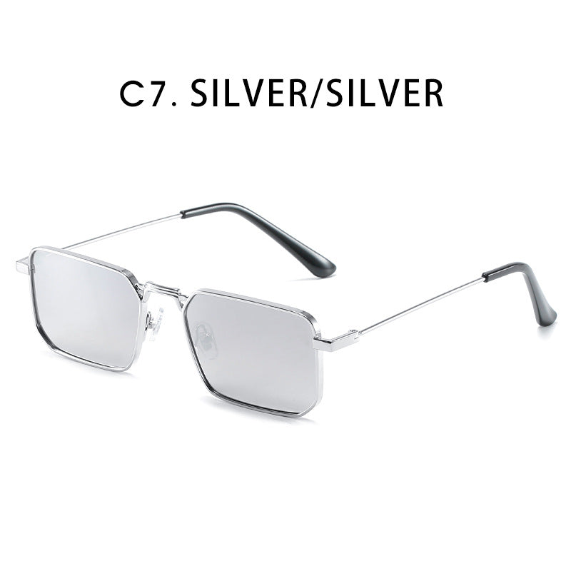 Slim Metal Rectangle Sunglasses - Color_7