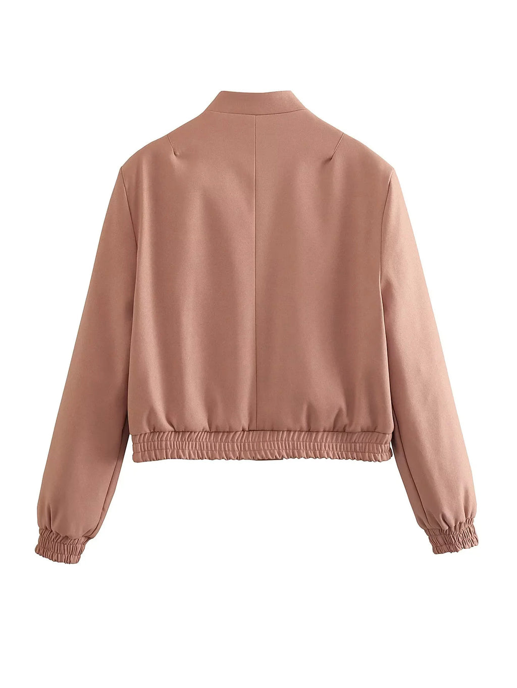 Cropped Flap Pocket Bomber Jacket - Pink