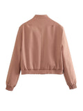 Cropped Flap Pocket Bomber Jacket - Pink
