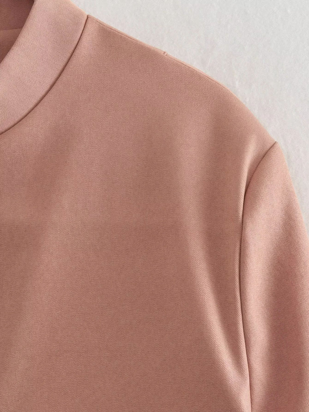 Cropped Flap Pocket Bomber Jacket - Pink - 10