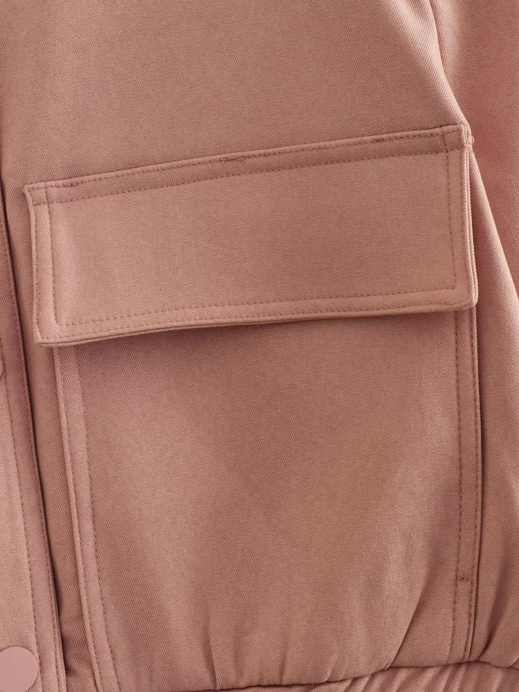 Cropped Flap Pocket Bomber Jacket - Pink - 11