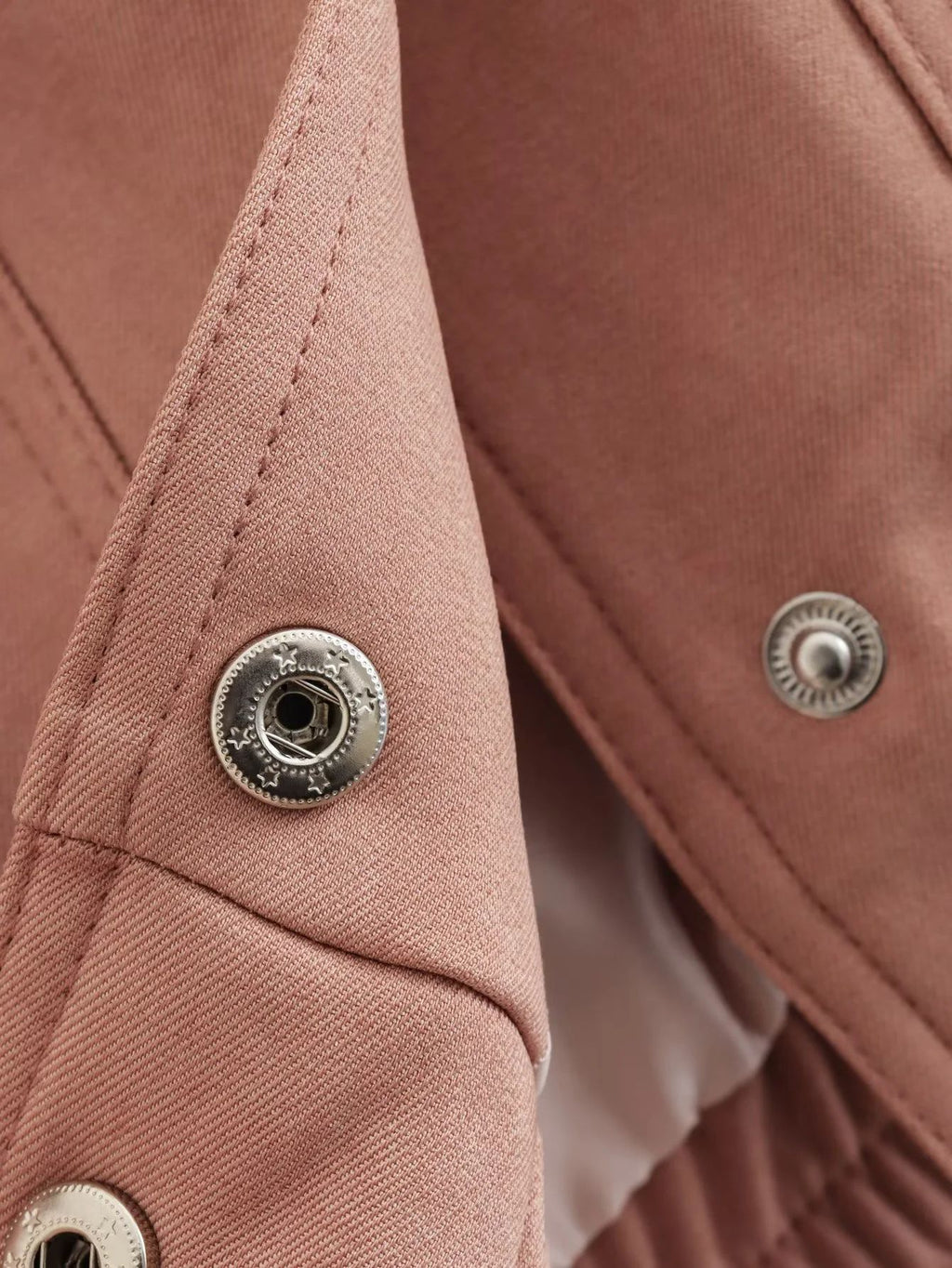 Cropped Flap Pocket Bomber Jacket - Pink - 8