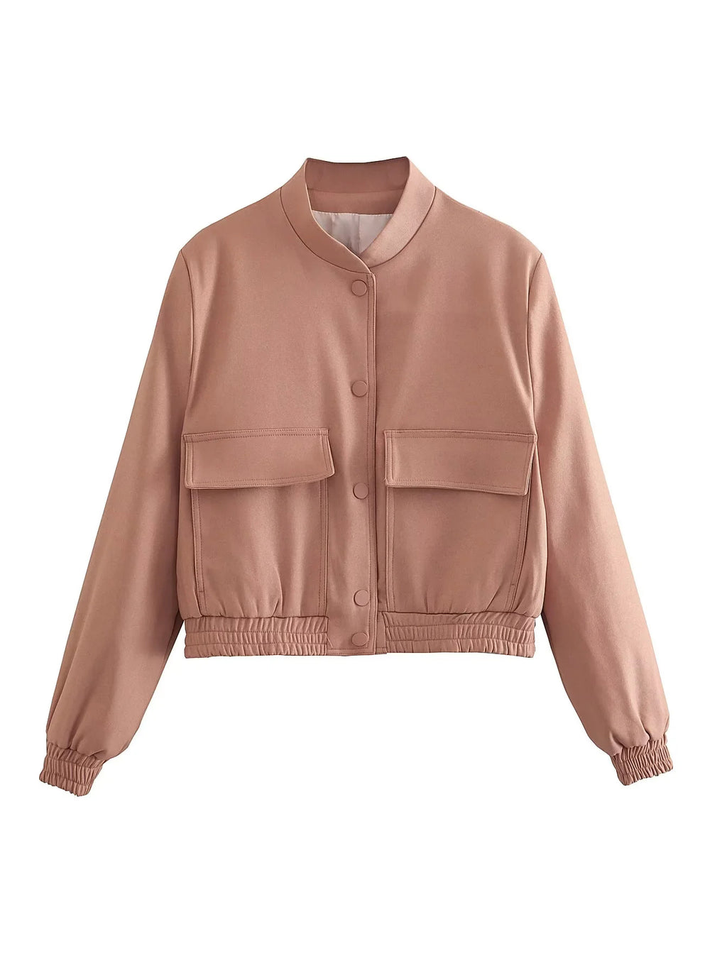 Cropped Flap Pocket Bomber Jacket