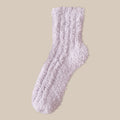 Fuzzy Plush Ribbed Crew Sleep Socks - Color_12