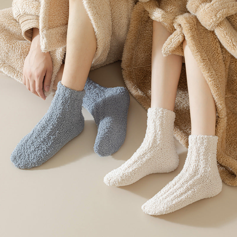Fuzzy Plush Ribbed Crew Sleep Socks - view 1