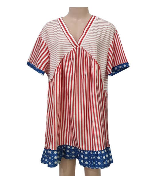 Striped Star Border Ruffle Mini Dress