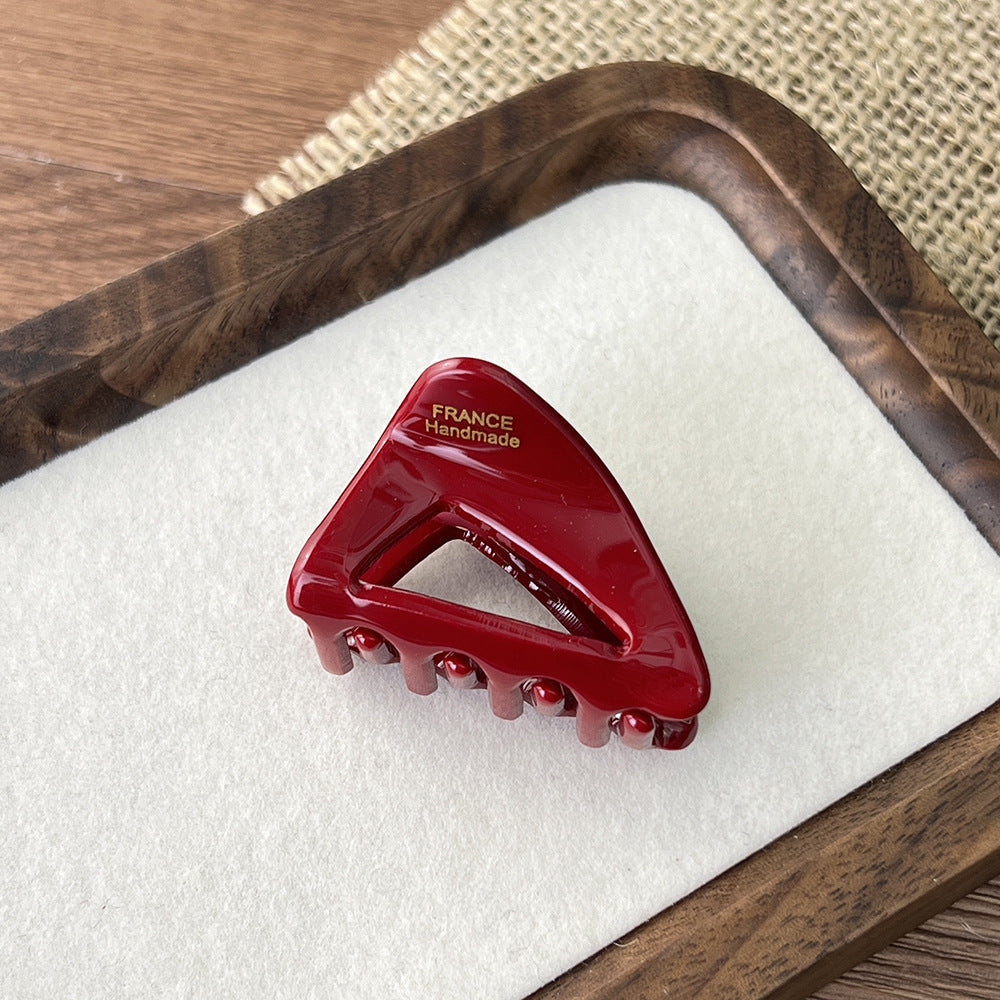 Triangle Mini Acetate Claw Clip - Red