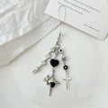 Gothic Star Cross Beaded Keychain - Silvery-1