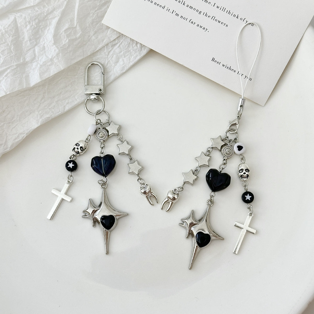 Gothic Star Cross Beaded Keychain - view 1