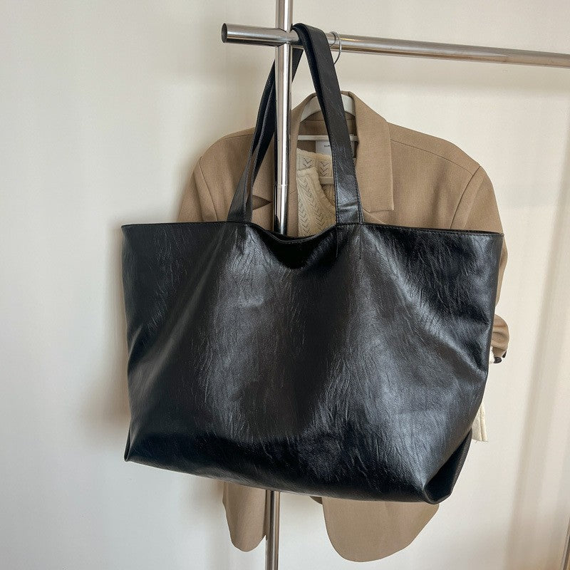 Slouchy Oversized Faux Leather Tote Bag