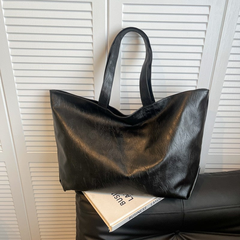 Slouchy Oversized Faux Leather Tote Bag