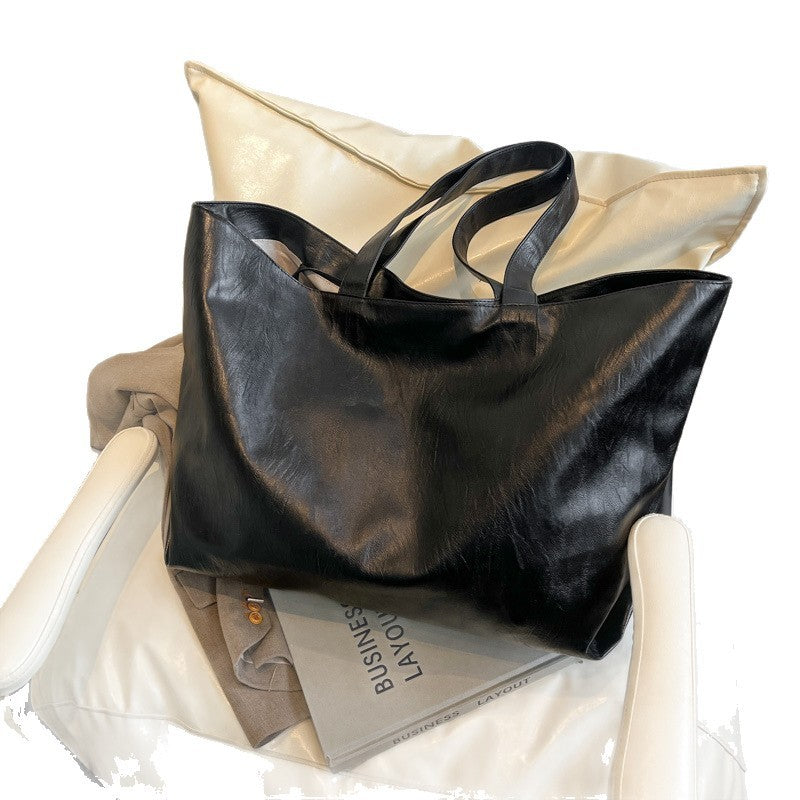 Slouchy Oversized Faux Leather Tote Bag