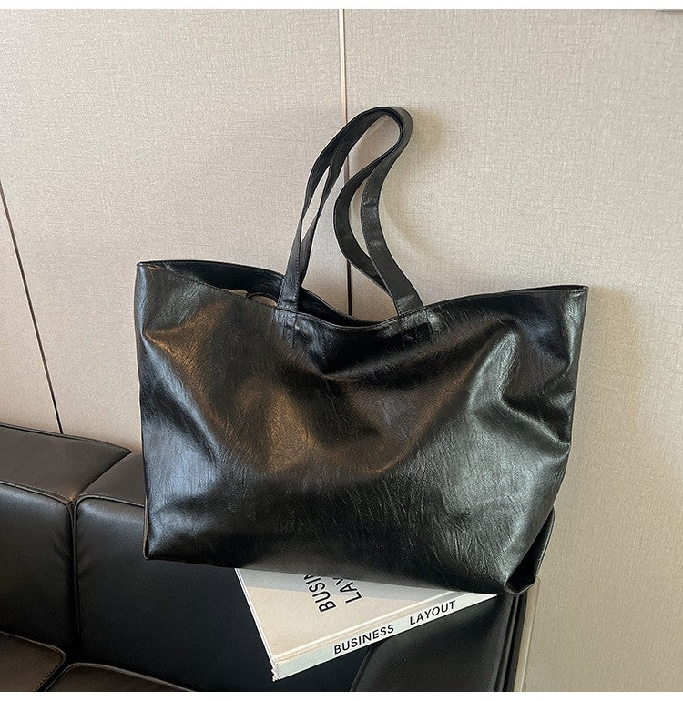 Slouchy Oversized Faux Leather Tote Bag