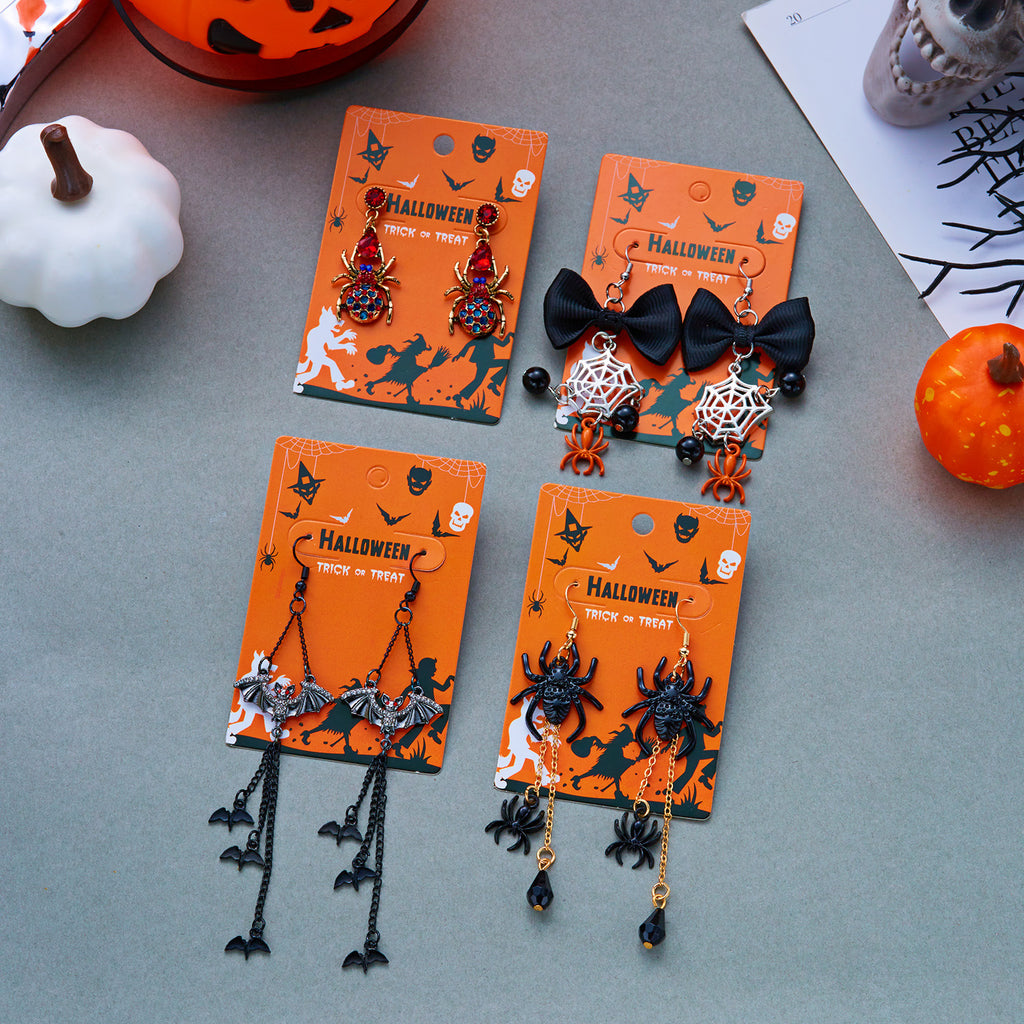 Spider Charm Drop Earrings For Halloween
