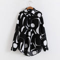 Mod Abstract Print Drop Shoulder Shirt - Black