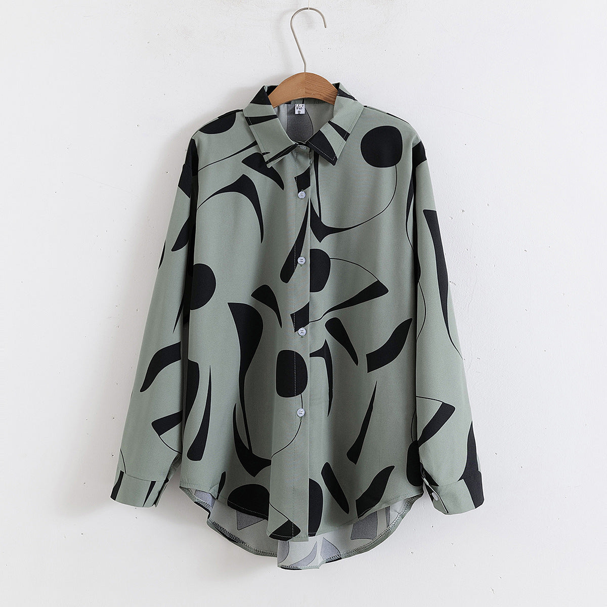Mod Abstract Print Drop Shoulder Shirt - Sage