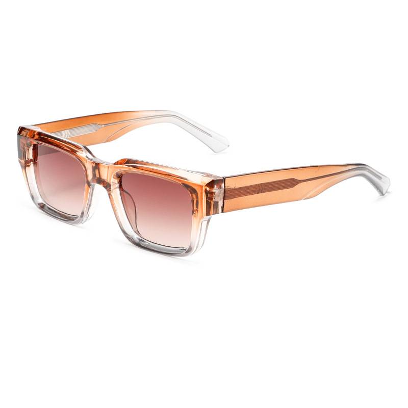 Chunky Square Frame Tinted Glasses - Honey