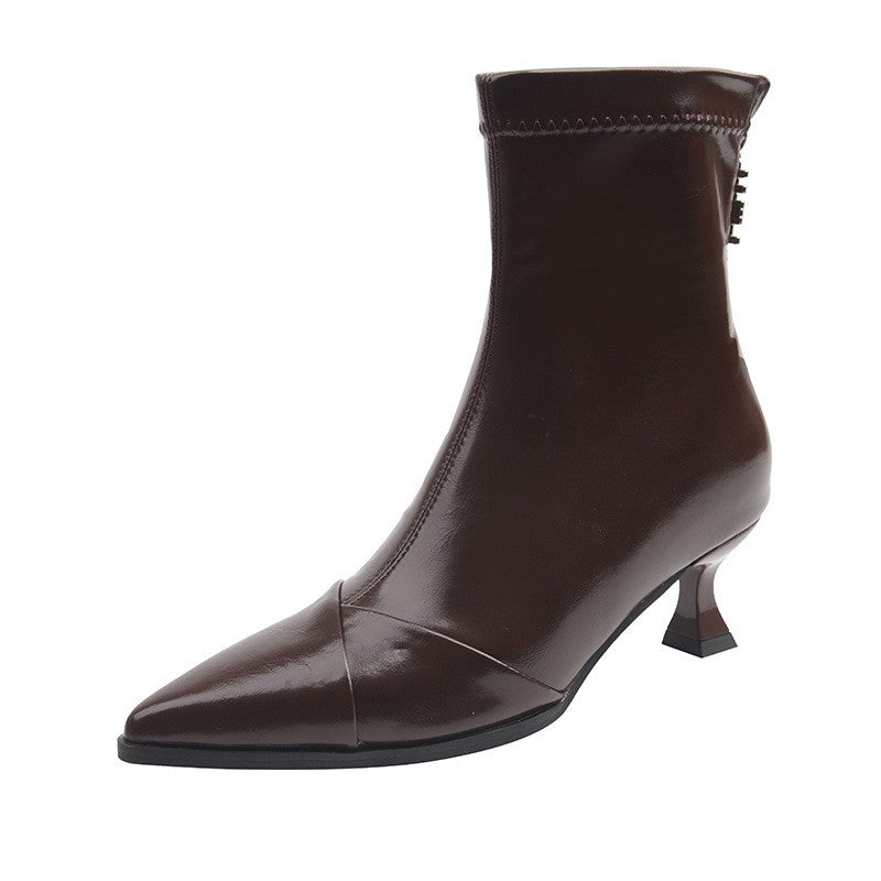 Pointed Toe Kitten Heel Ankle Boots