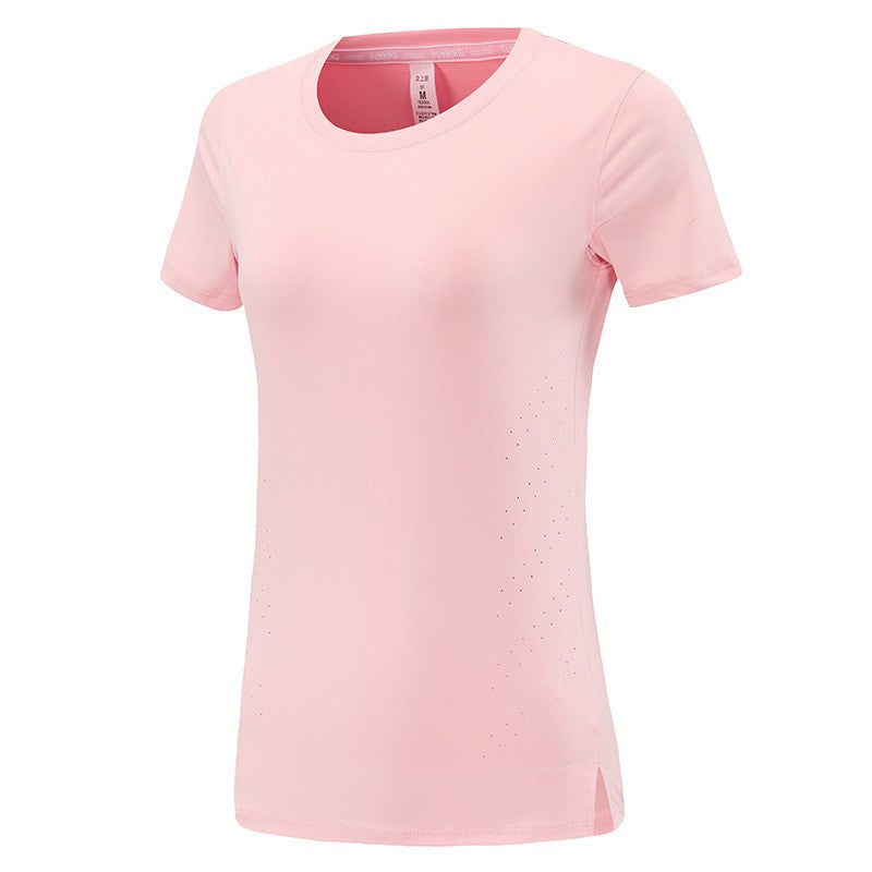 Quick-Dry Perforated Split Hem Running Tee