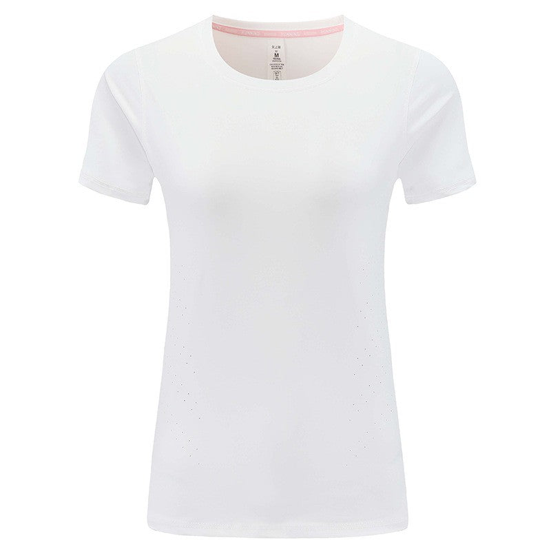Quick-Dry Perforated Split Hem Running Tee
