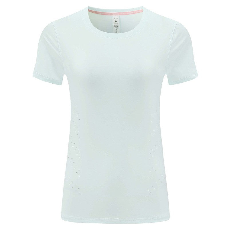 Quick-Dry Perforated Split Hem Running Tee
