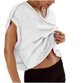 Open Back Cropped Oversized Workout Tee - White