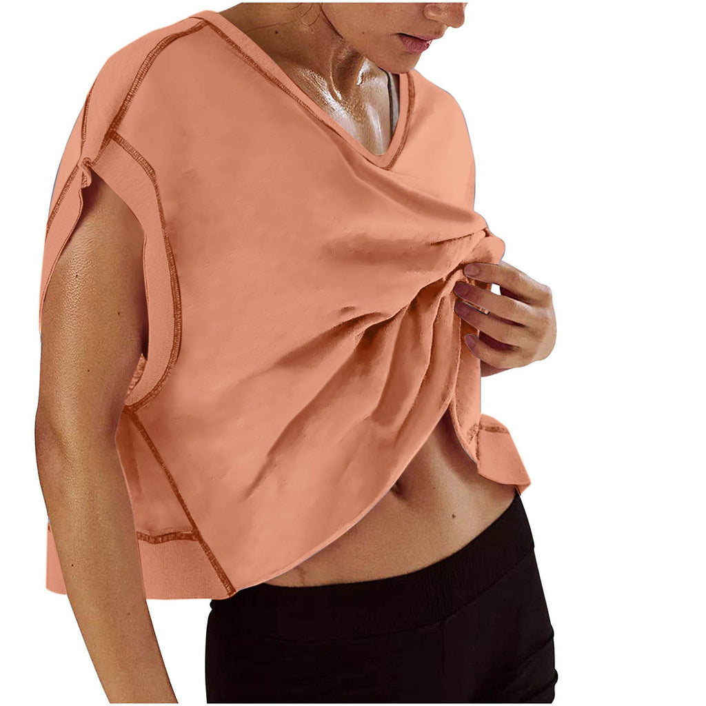 Open Back Cropped Oversized Workout Tee