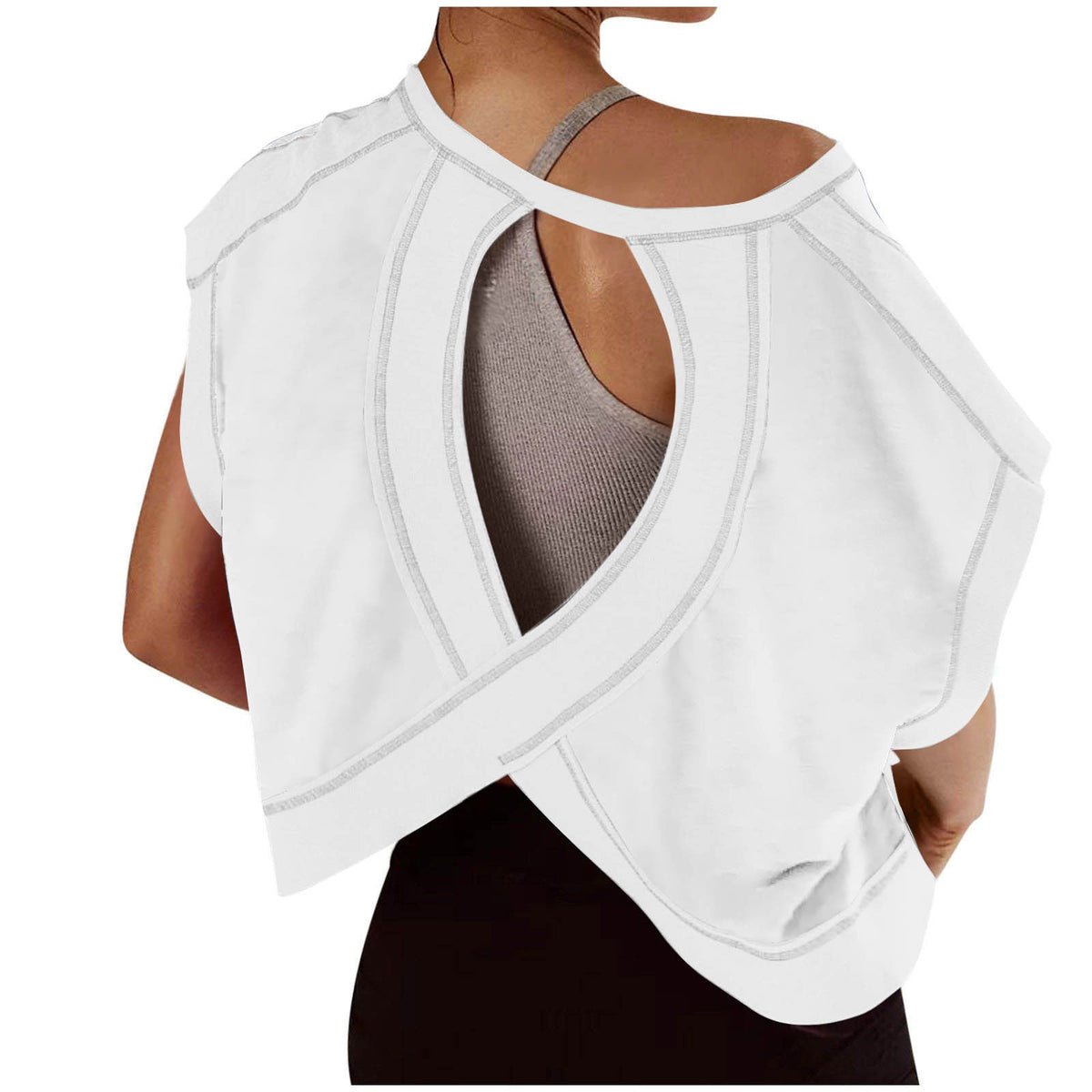 Open Back Cropped Oversized Workout Tee