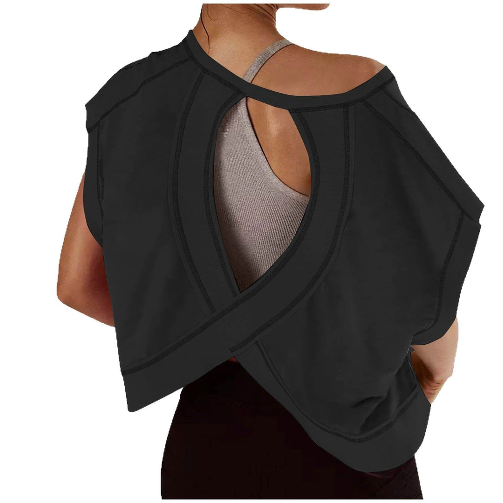 Open Back Cropped Oversized Workout Tee